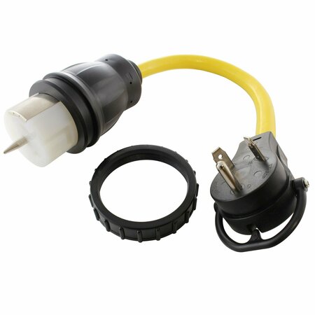 AC WORKS 1.5FT Temporary Power RV 30A TT-30P Plug to CS6364 50A Locking Female Adapter TETT-018